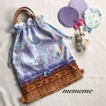 残り少し！サイズオーダー［受注生産］ゆめかわいいブルー系シェル柄☆体操服袋☆お着替え袋/体操着袋/体操服入れ/体操着入れ/入園入学/女の子海
