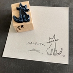 ねこ　おすまし　ゴム版はんこ