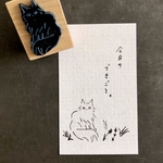 ねこ　なにも考えてない　ゴム版はんこ