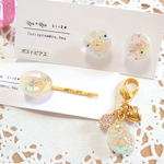 【ポストピアス】いろどりドロップ＊のかけら あじさいバージョン ヘアピンセット 190 レジン 