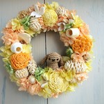 たれみみうさぎのリース　　“プリザーブドフラワー&ドライフラワー”