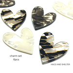 【NEW】6pcs★mosaic＆marble heart charm（アクリル ハート チャーム)