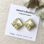 【sale】レトロスクエア　フラワーレジン ピアス/イヤリング