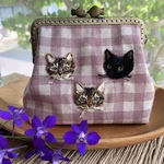 オーダー専用☆うちの子刺繍 がま口ポーチ（Mサイズ マチあり）