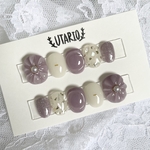 再販♡くすみパープルのぷっくりフラワーネイルチップ