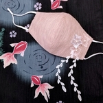 花かんざしをイメージした夏にぴったりの高島ちぢみマスク(紅藤色)　浴衣　着物　祭　夏祭り　花火