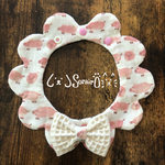 ペット用もくもくスタイ♡ぶたさんの行進柄🐖(ピンク)♡リボン・鈴オプション