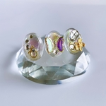 glass oval 3way moisture butterfly gold Earrings