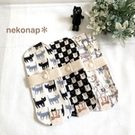 猫×モノトーン＊布ナプキン＊おりもの用ミニライナー＊パット型＊オーガニックコットン