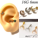 軟骨ピアス　キラキラ　ムーン　月　16G