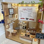 木製 ドールハウス  明かりが灯る カフェ✩⃛ コーヒーショップ