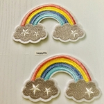 2枚入虹　ニジ　アイロンワッペン刺繍ワッペンシールワッペン