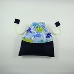 北欧調車柄のミニ巾着　18×17　ループエンド付き♪　男の子に大人気！