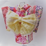 小型犬着物S紫陽花柄(赤)