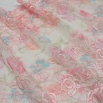 両山チュール刺繍レース 0.5m 花 プリントチュール ピンク系 カラフル (LFLC12PKHWRY)