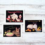 ポストカード３枚セット〈カフェネコ春の果物スイーツ〉