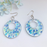 【再販】琉球ガラスの綺麗なフープピアス／イヤリング／琉球ガラス／クリア／夏／涼しげ