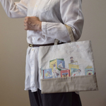 【レッスンバッグ】　絵本が大好きなお子様へ　絵本バッグ　わが子にプレゼントしたいバッグ　可愛いイラスト　キッズ　通園　パッチワーク