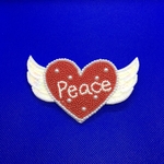フライングハートのビーズ刺繍ブローチ《Peace》