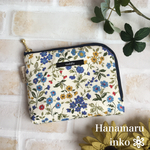お財布ポーチ　L字ファスナーポーチ　♡Blue flower