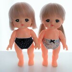 メルちゃんサイズ　パンツ２枚セット　紺ハートドット　小花柄　服　パンツ