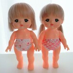 メルちゃんサイズ　パンツ２枚セット　苺とさくらんぼ　ピンクチェック大　服　パンツ