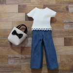 リカちゃん 服 set ♡ 裾レース半袖T-shirt set ① ♡ 