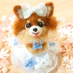 COSMOS157様専用...♪*ﾟ    羊毛フェルト 紫陽花ドレス チワワ ♬.*ﾟ 姫 犬 ぬいぐるみ ミニチュア ドール