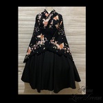 特別価格♪1点物*桜と蝶の和柄 着物ドレス★全円サーキュラー スカート・黒レース(即納品)