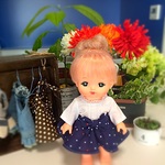 メルちゃん ピンタックのブラウスとフレアスカート 紺