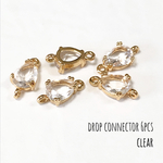 ガラスチャーム 雫型コネクタ 6個 クリア