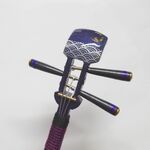 かんざし「三味線」江戸紫３（青海波）