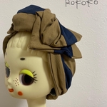 okoge様専用ページ♡入りボリュームヘアターバン　ステッチがポイント5枚合わせ♡ウエハース×ネイビー