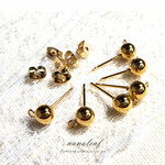 高品質 丸玉ピアス ステンレス 6mm 10個 ◇キャッチ・カンつき KPS06GL1