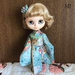 No.141 アイシードール　ネオブライス　りかちゃん振袖　水色しぼり　草花金彩