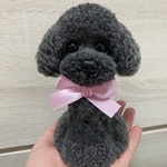 動物ぽんぽん　トイプードル   濃いグレー（鼻ボタンタイプ）