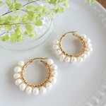 *:.｡.✽.パールフープ*:.｡.✽.｡.◆sus316ピアス,ステンレス18kgp【6月誕生石】