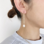 バロックパール×チェーン ピアス/イヤリング