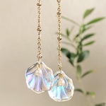 𝕜𝕦*𝕞𝕠𝕞𝕠𖦥⚘𖡡𖤣 高品質 マーメイド シェル パール ロング シンプル ピアス 