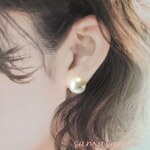 大きめ14ミリ♡コットンパールスタッドピアス