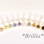 *Brillia*全8色＊ゆれる!ビジューとコットンパールのピアス＊