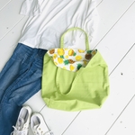 美＊大人の布バッグ＊Pineapple🍍Lime green＊大容量＊トートバッグ