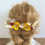 髪飾り【53】 ヘッドパーツ　ヘッドドレス　ドライフラワー　ドライフラワー髪飾り　ヘアアクセサリー　和装　振袖　袴　結婚式髪飾り　成人式髪飾り　卒業式髪飾り　和装髪飾り　水引　水引髪飾り　紐アレンジ　