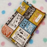 昭和レトロ＊パッケージ柄のＬ字型ファスナーポーチ/　大・黄色