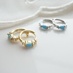 ターコイズカラー＆プチストーン フープピアス ゴールド シルバー
