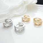 透かしデザイン フープピアス ゴールド シルバー