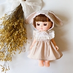 ドール服 フリルボックスカラーワンピース×うさ耳ボンネットセット