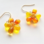 サンフラワーのピアス🌻レトロなお花🌼ステンレスフック/イヤリング変更可/