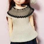 リブニット☆レース衿付きカットソー・ドール服(リカちゃんブライスの洋服)
