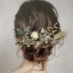 《新作》ドライフラワー ヘッドパーツ 髪飾り ヘアアクセサリー 和装 ブライダル 白 ゴールド グレー ラグラス 結婚式 前撮り
